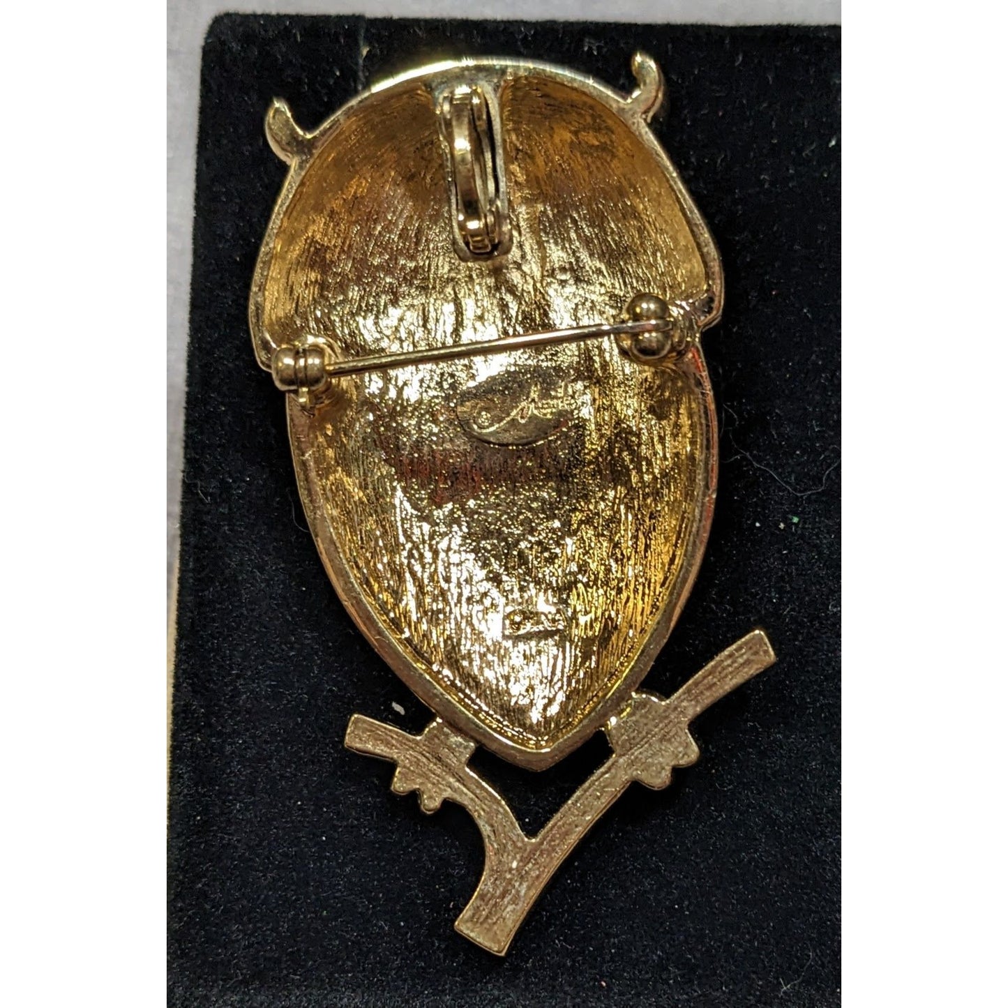 Vintage Marie Whimsical Owl Brooch Pink And Purple With Crystal Accents