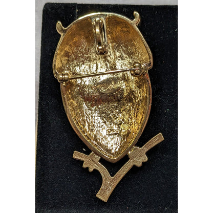 Vintage Marie Whimsical Owl Brooch Pink And Purple With Crystal Accents