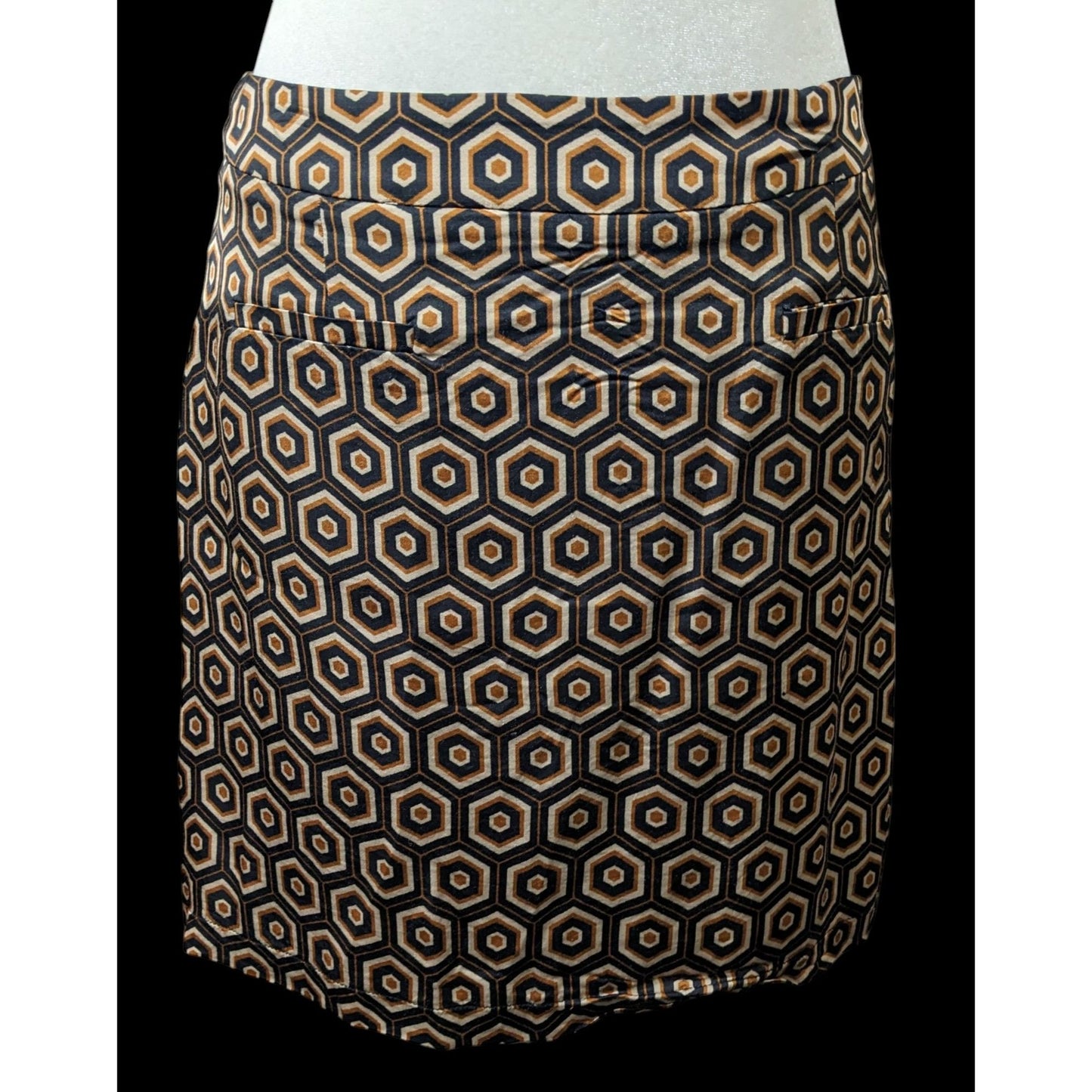 Ese0Ese Geometric Earth Tone Silky Brown Mini Skirt Size Medium
