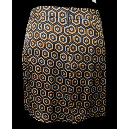 Ese0Ese Geometric Earth Tone Silky Brown Mini Skirt Size Medium