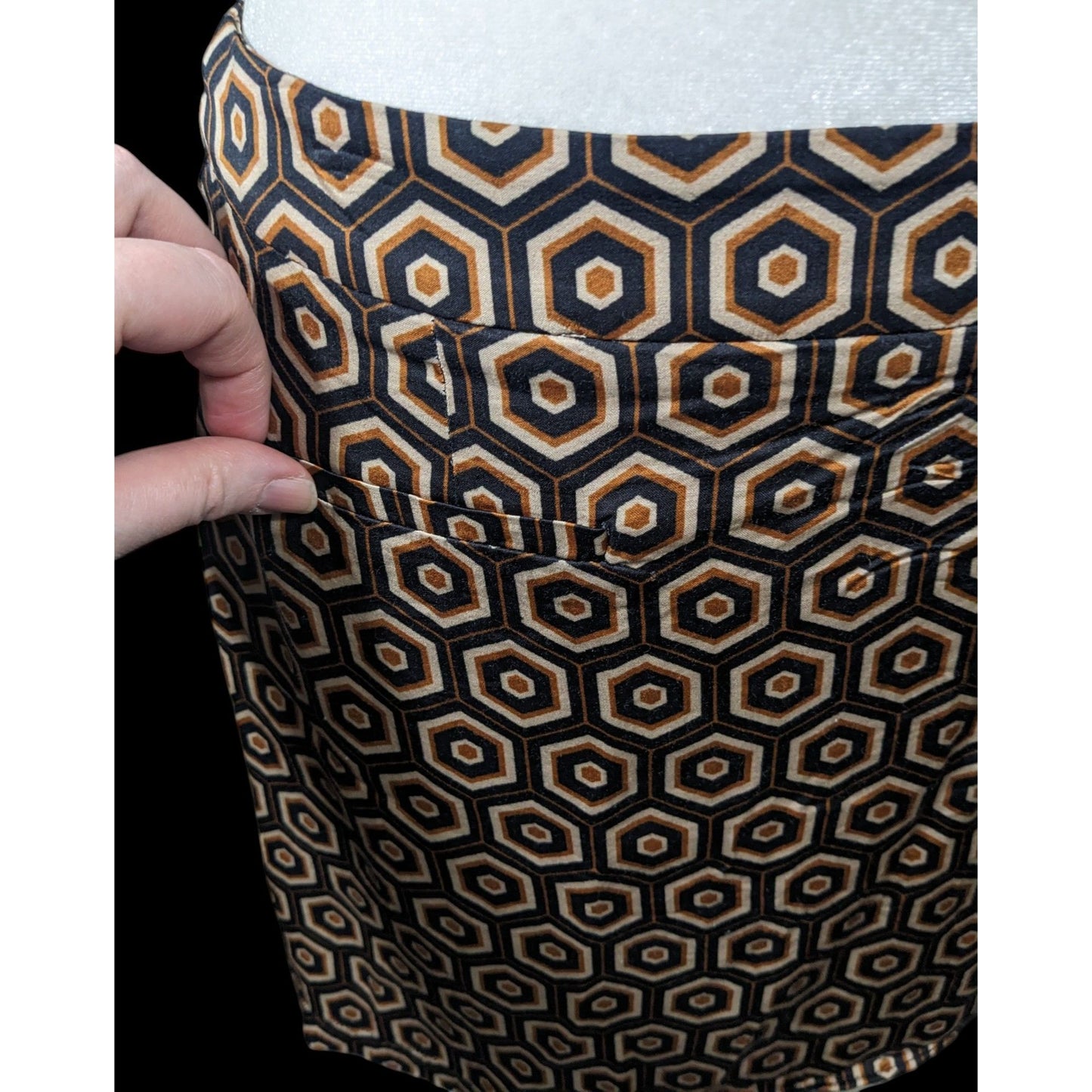 Ese0Ese Geometric Earth Tone Silky Brown Mini Skirt Size Medium