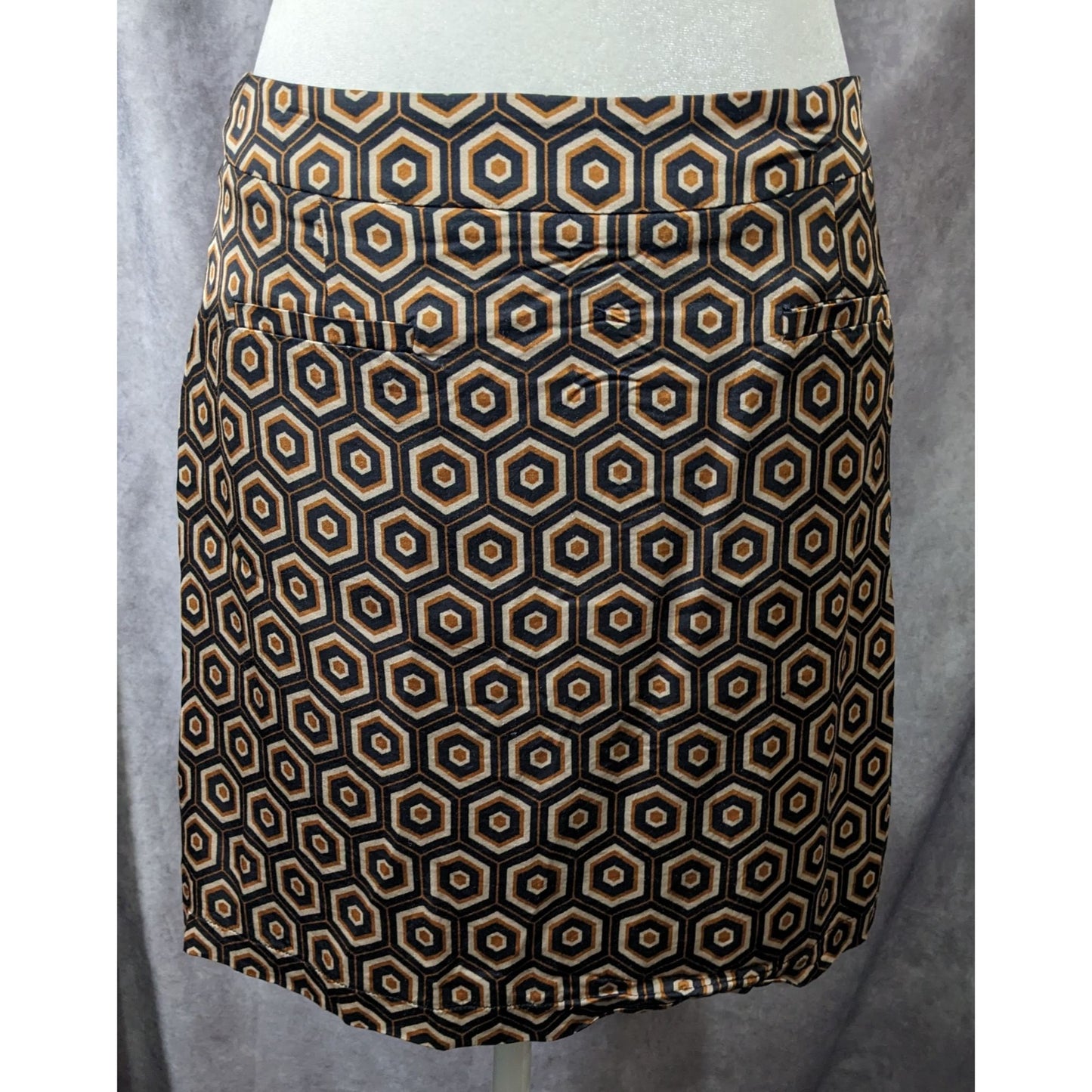 Ese0Ese Geometric Earth Tone Silky Brown Mini Skirt Size Medium