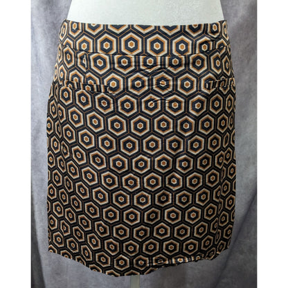 Ese0Ese Geometric Earth Tone Silky Brown Mini Skirt Size Medium