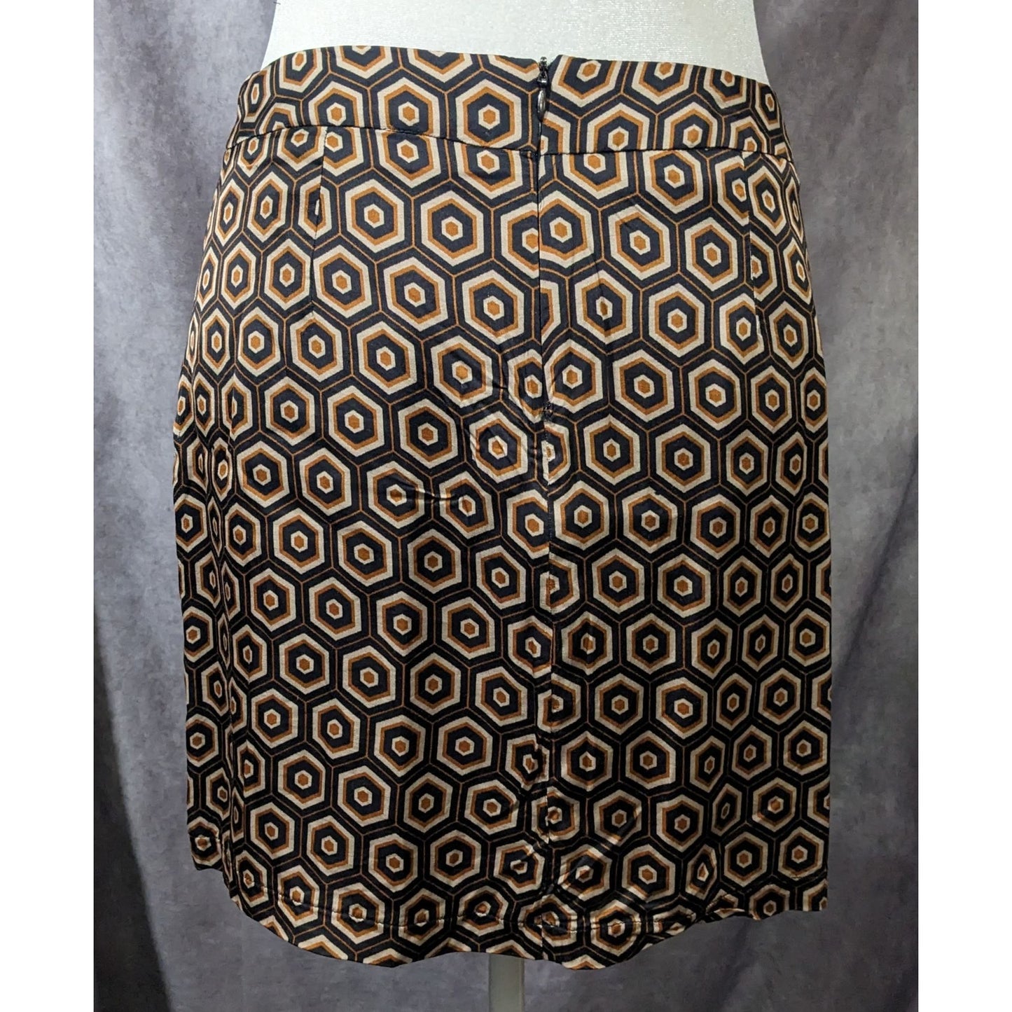 Ese0Ese Geometric Earth Tone Silky Brown Mini Skirt Size Medium