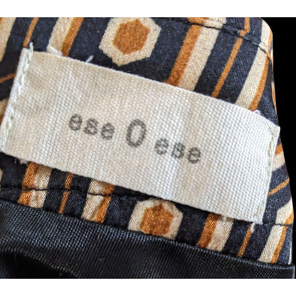 Ese0Ese Geometric Earth Tone Silky Brown Mini Skirt Size Medium