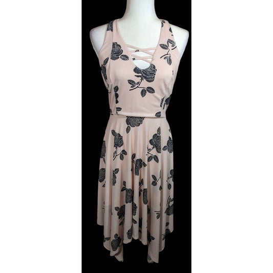 Candies Retro Pastel Pink And Black Floral Dress