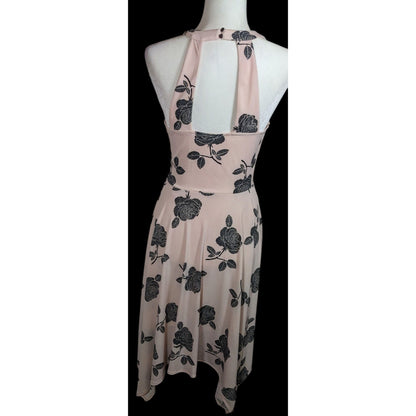 Candies Retro Pastel Pink And Black Floral Dress