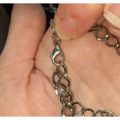 Green And Silver Tone Beaded Charm Necklace