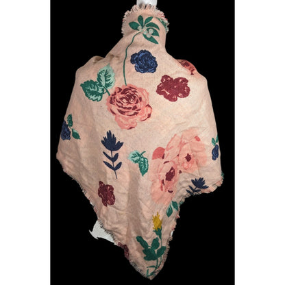 Candies Reversible Plaid And Pink Floral Triangle Shawl
