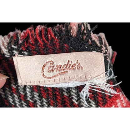 Candies Reversible Plaid And Pink Floral Triangle Shawl