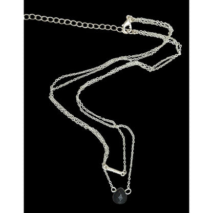 Layered Gothic Black Teardrop And Rhinestone Bar Silver Tone Necklace