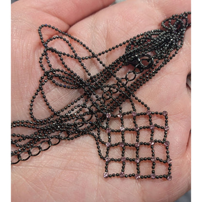 Pastel Goth Pink Rhinestone Chain Lattice Necklace