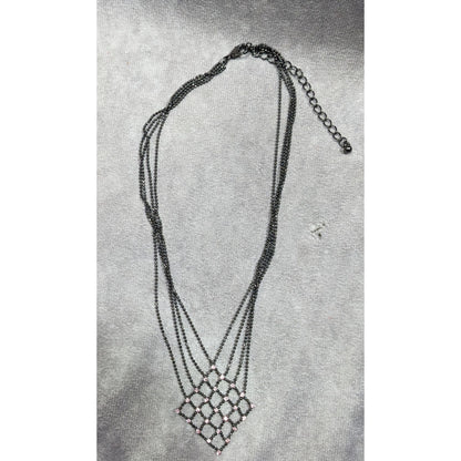 Pastel Goth Pink Rhinestone Chain Lattice Necklace
