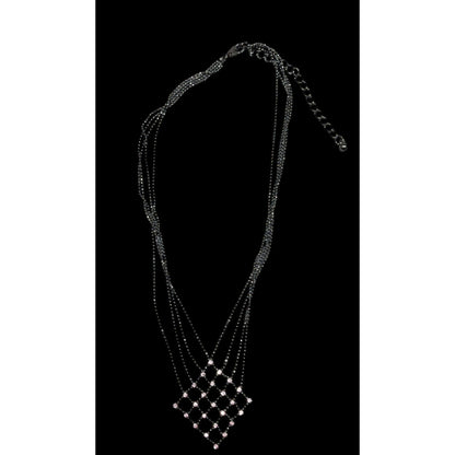 Pastel Goth Pink Rhinestone Chain Lattice Necklace