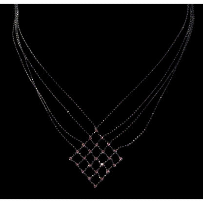 Pastel Goth Pink Rhinestone Chain Lattice Necklace