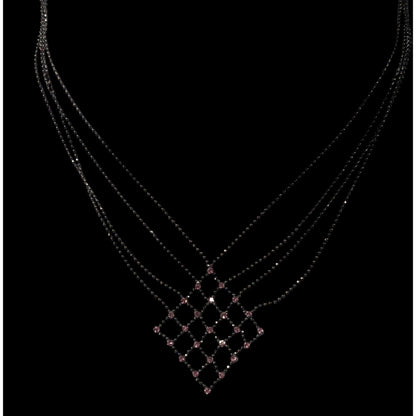 Pastel Goth Pink Rhinestone Chain Lattice Necklace