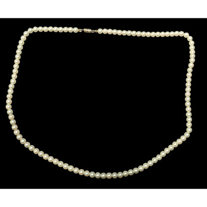 Vintage Simple Faux Pearl Necklace With Gold Tone Barrel Clasp