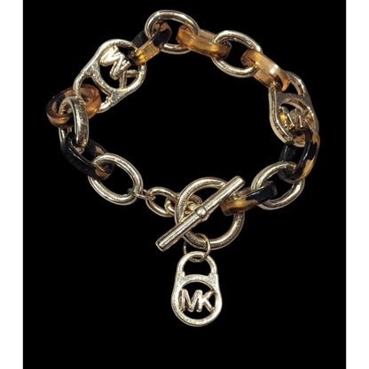 Michael Kors Preppy Tortoise And Gold Tone Link Bracelet