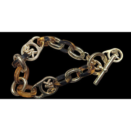 Michael Kors Preppy Tortoise And Gold Tone Link Bracelet