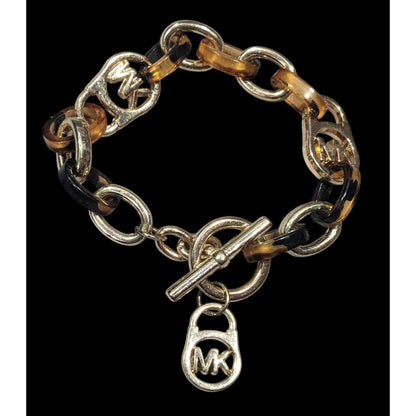 Michael Kors Preppy Tortoise And Gold Tone Link Bracelet