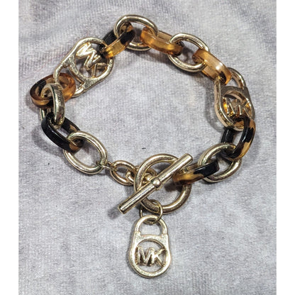 Michael Kors Preppy Tortoise And Gold Tone Link Bracelet