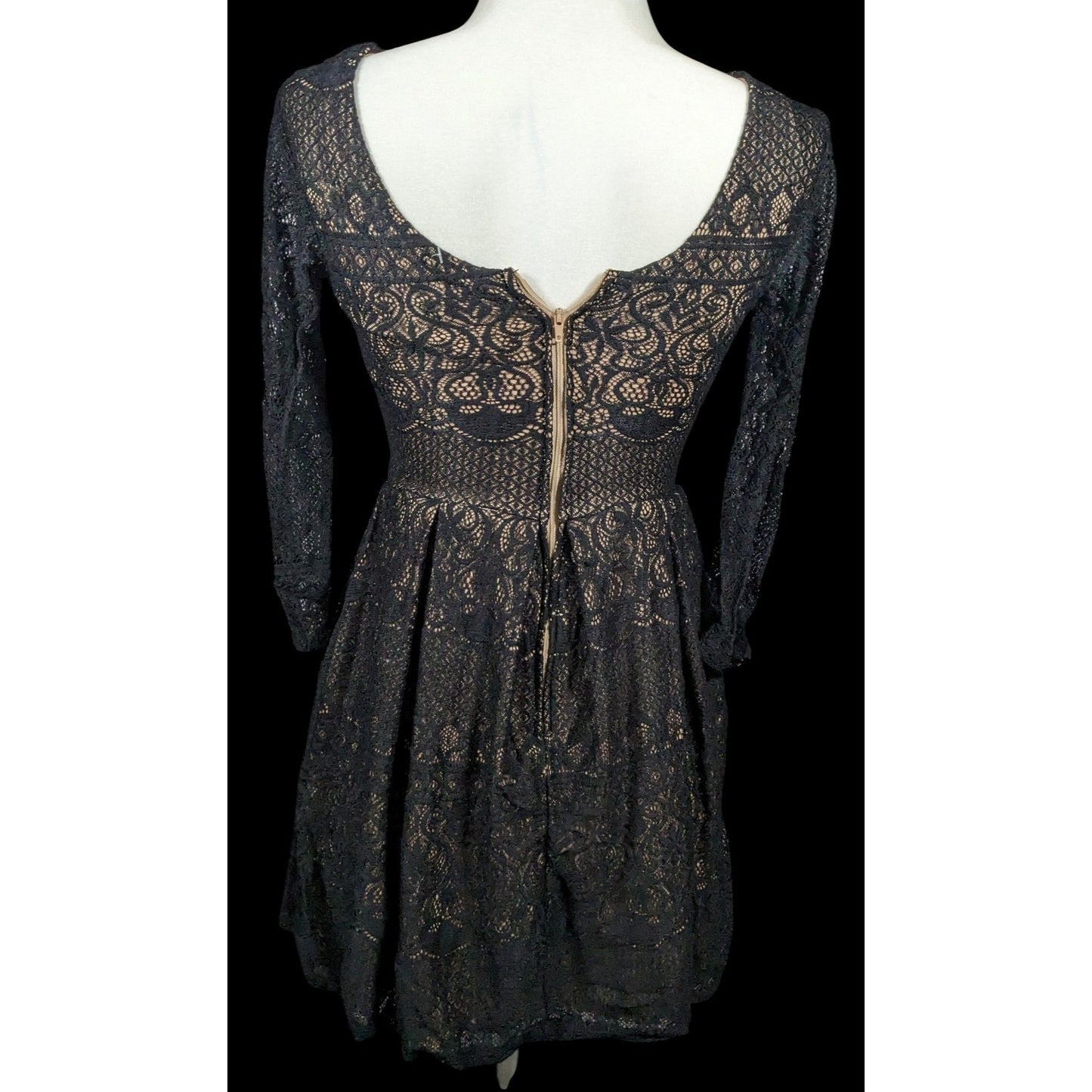 B Darlin Gothic Cream With Black Lace Overlay Knee Length Dress