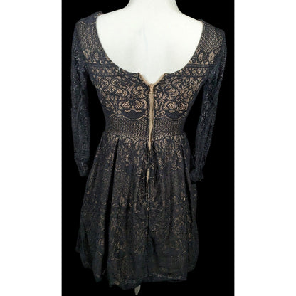 B Darlin Gothic Cream With Black Lace Overlay Knee Length Dress