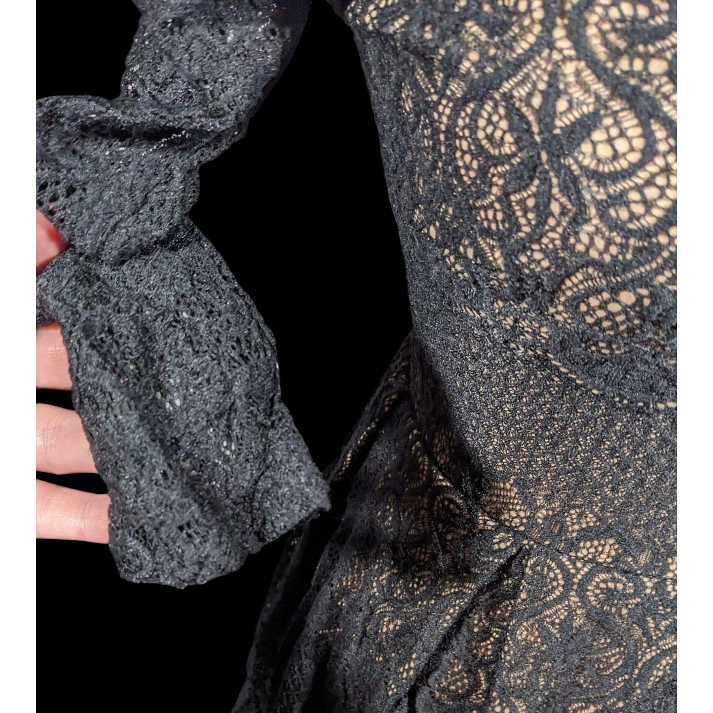 B Darlin Gothic Cream With Black Lace Overlay Knee Length Dress