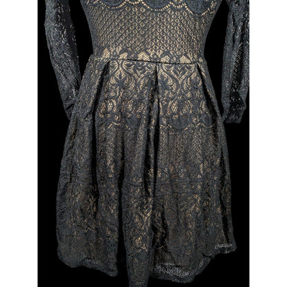 B Darlin Gothic Cream With Black Lace Overlay Knee Length Dress