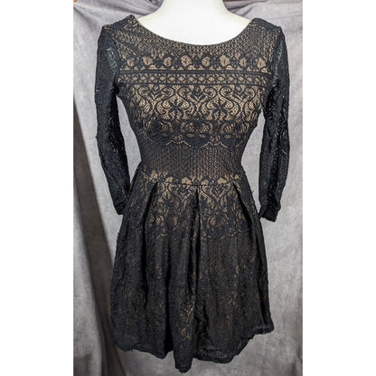 B Darlin Gothic Cream With Black Lace Overlay Knee Length Dress