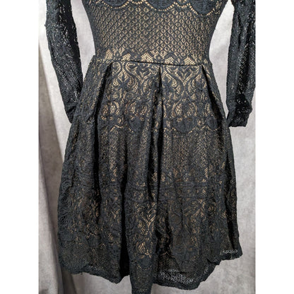 B Darlin Gothic Cream With Black Lace Overlay Knee Length Dress