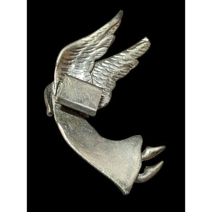 Vintage Angel Silver Tone Metal Visor Clip