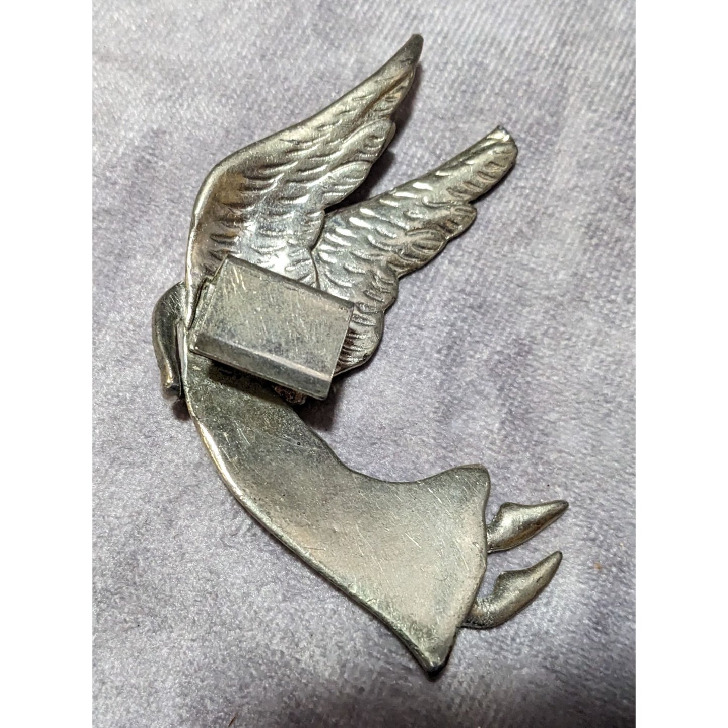 Vintage Angel Silver Tone Metal Visor Clip