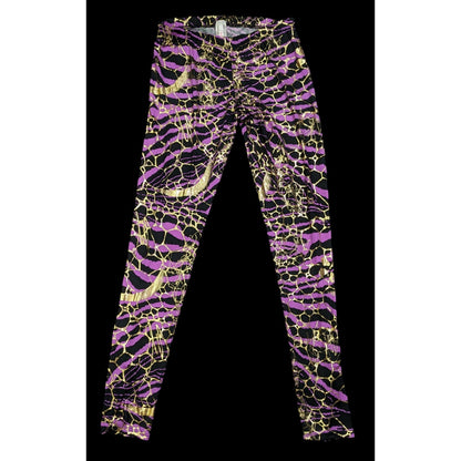 Purple Zebra Gold Accent Leggings by Cemi Ceri