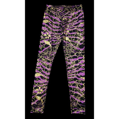 Purple Zebra Gold Accent Leggings by Cemi Ceri