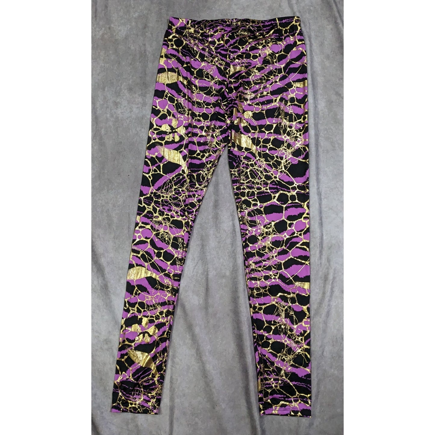 Purple Zebra Gold Accent Leggings by Cemi Ceri