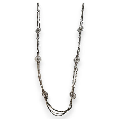 Ann Taylor LOFT Vintage Boho Floral Filigree Multichain Necklace Gold Tone