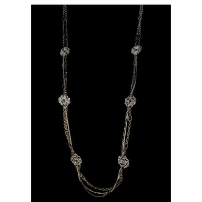 Ann Taylor LOFT Vintage Boho Floral Filigree Multichain Necklace Gold Tone