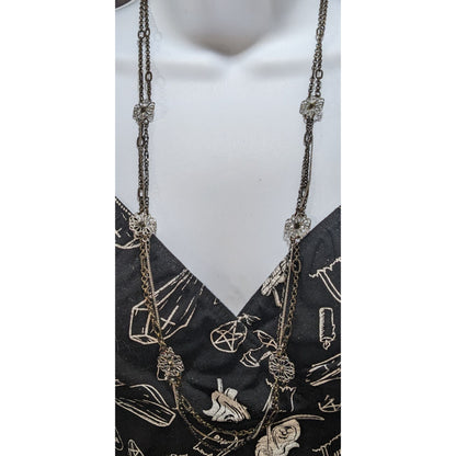 Ann Taylor LOFT Vintage Boho Floral Filigree Multichain Necklace Gold Tone