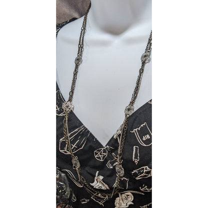 Ann Taylor LOFT Vintage Boho Floral Filigree Multichain Necklace Gold Tone