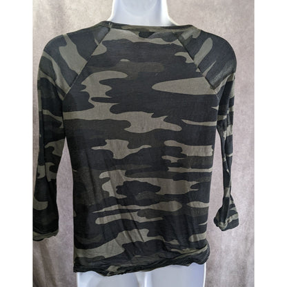 Lucky Brand Camo Camo Long Sleeve Top With Front Knot