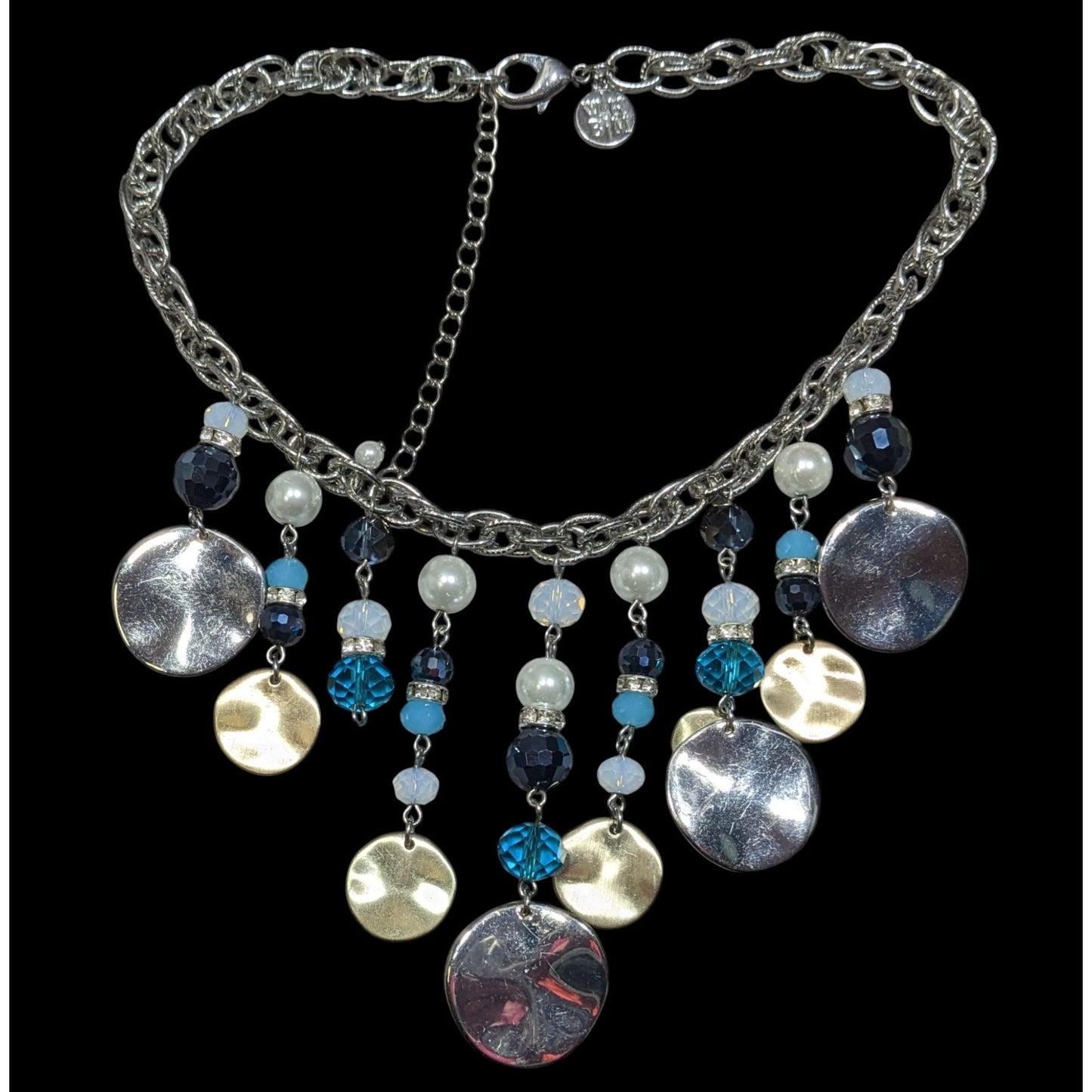 White House Black Market Bead And Disc Fringe Necklace