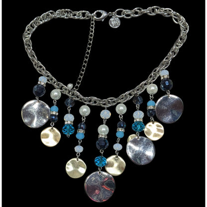 White House Black Market Bead And Disc Fringe Necklace