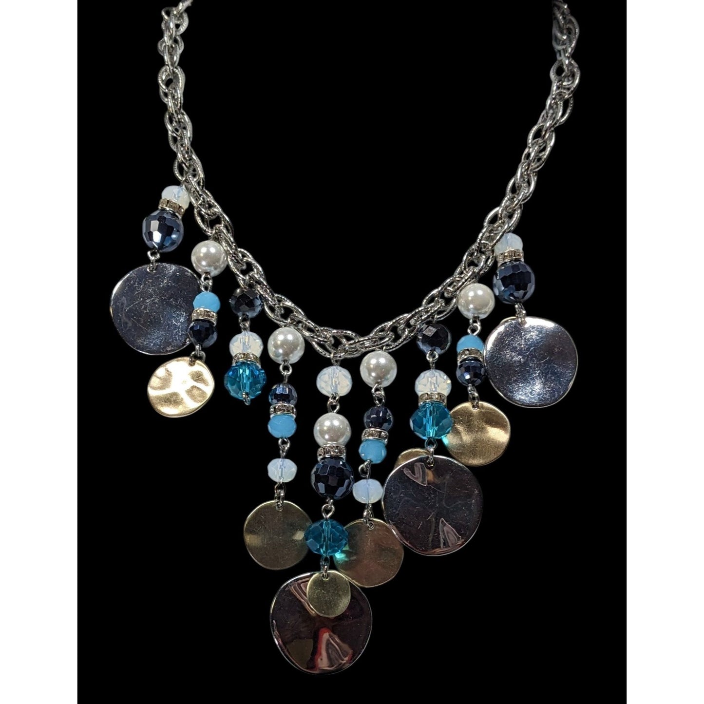 White House Black Market Bead And Disc Fringe Necklace