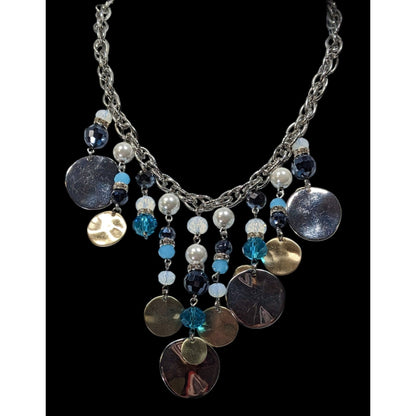 White House Black Market Bead And Disc Fringe Necklace