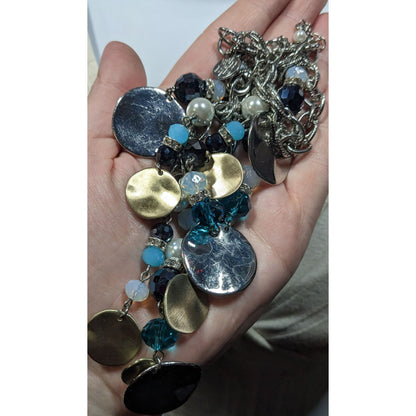 White House Black Market Bead And Disc Fringe Necklace