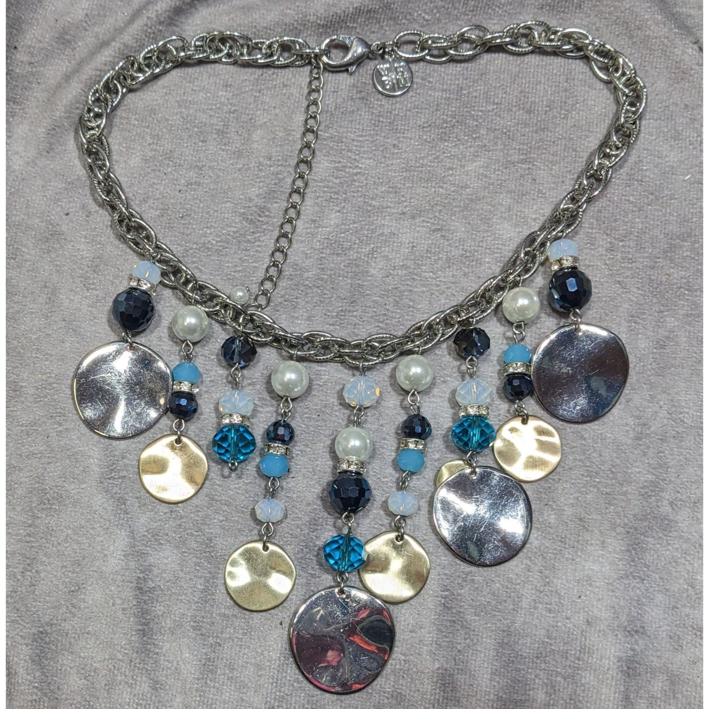 White House Black Market Bead And Disc Fringe Necklace