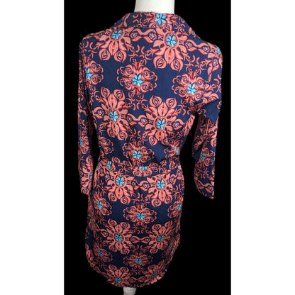 Modaposa Carlotta Belted Blue And Pink Floral Dress