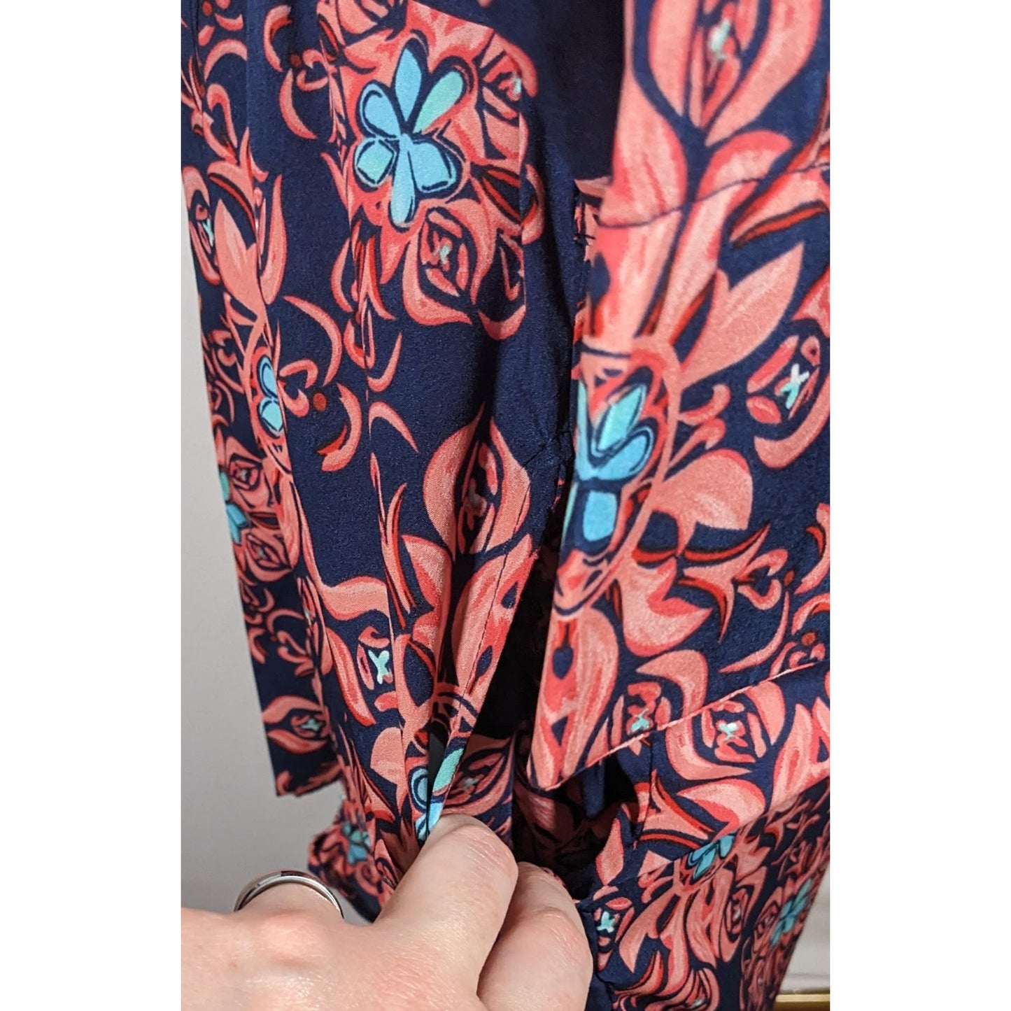 Modaposa Carlotta Belted Blue And Pink Floral Dress