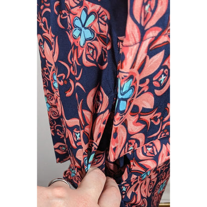 Modaposa Carlotta Belted Blue And Pink Floral Dress